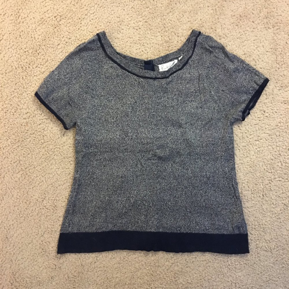 Field Flower gray and navy sweater top